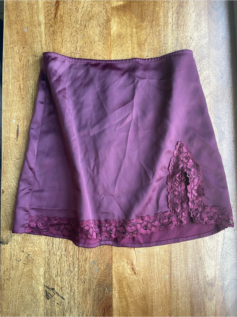Gorgeous Burgundy Lace-Trim Mini Skirt